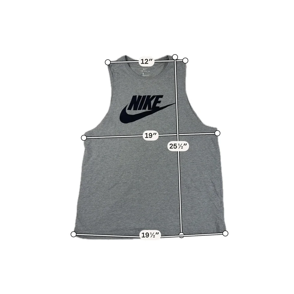 Nike Mens Swoosh Logo Muscle Workout Tank Top Grey Size M